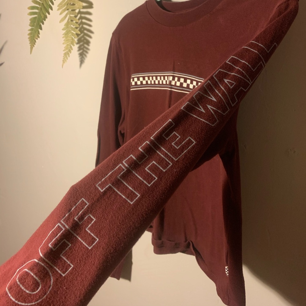 Maroon Checkered Vans Long sleeve
